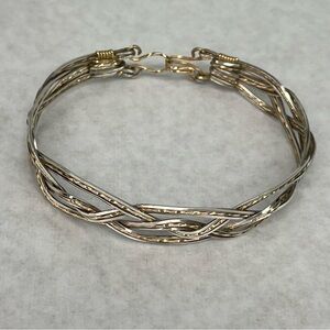 Jewelry, by Randy Elegant Sterling Silver and 14kGold Braided wire Bracelet